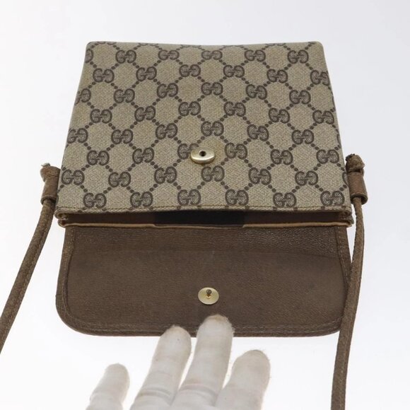 GUCCI GG Supreme Shoulder Bag PVC Beige Gold Auth - Picture 7 of 16